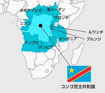 コンゴ民主共和国の地図